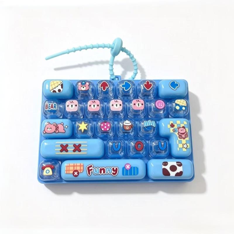 Cartoon 26 Grid Keyboard Fidget Toy Keychain Portable Stress Relief Toy for Kids Adult Family Gathering Interactive Game
