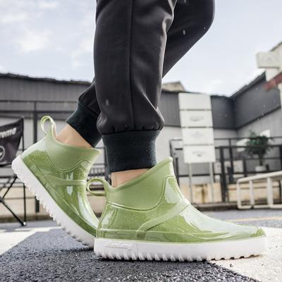 Rain Boots Men Ankle Platform Boots Fashion Non-Slip Waterproof Rubber Booties Male Slip-on Rain Shoes Car Wash Kitchen Galoshes