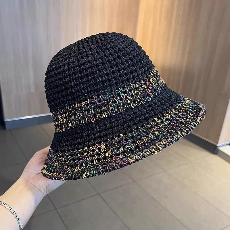 Summer New Style Straw Fisherman Hats Women's Breathable Face-Showing Small Bucket Hat Large Brim Anti-Uv Straw Hats