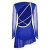 Women's Performance Dancewear - Sheer Mesh Long Sleeve Backless Dress with Rhinestones for Lyrical & Skating