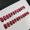 Mid-length Red False Nail Imitation Pearl Gold Line Reusable Artificial Nail for Hand Decoration Nail Art