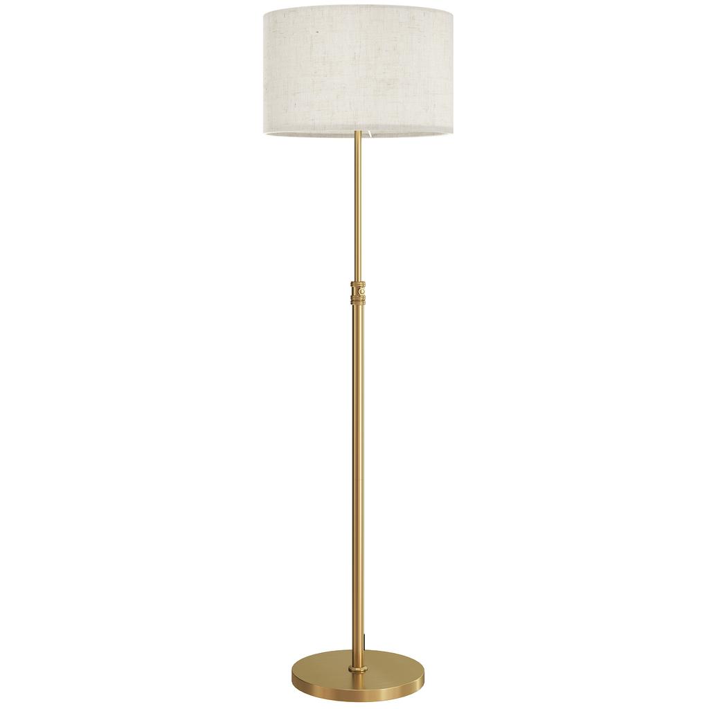 Floor Lamp with Remote, Height Adjustable Standing Lamp with Linen Shade, Dimmable with 3000K-6000K Adjustable Colour Temperatures