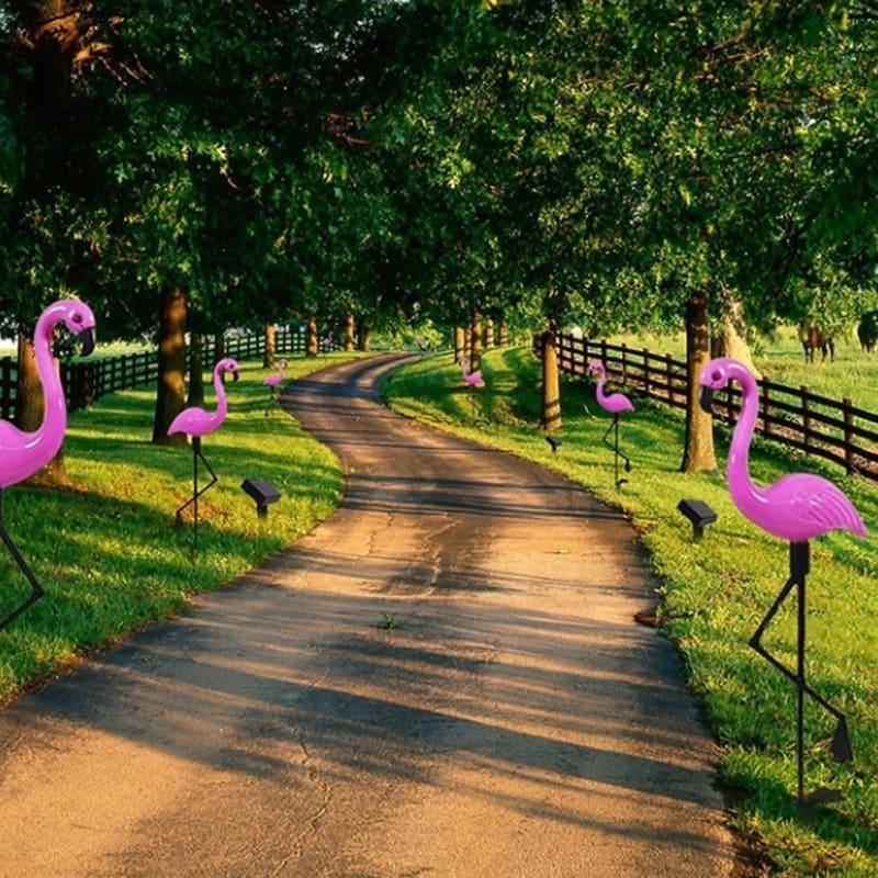 New 3 Pcs/set Waterproof LED Solar Lawn Lighting Flamingo Pattern White Light for Outdoor Garden