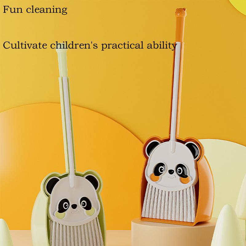 Small Broom Dustpan Set Cute Panda Toddler Broom and Dustpan Combo Housekeeping Helper Combo Pretend Play Cleaning supplies