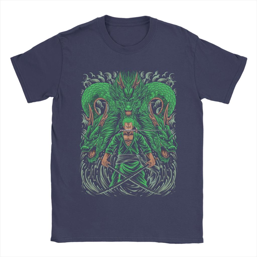 Mens Zoro Roronoa Three Sword Style Ones Pieces T Shirt Pure Cotton Clothes Vintage Round Collar Tees Gift Idea TShirt
