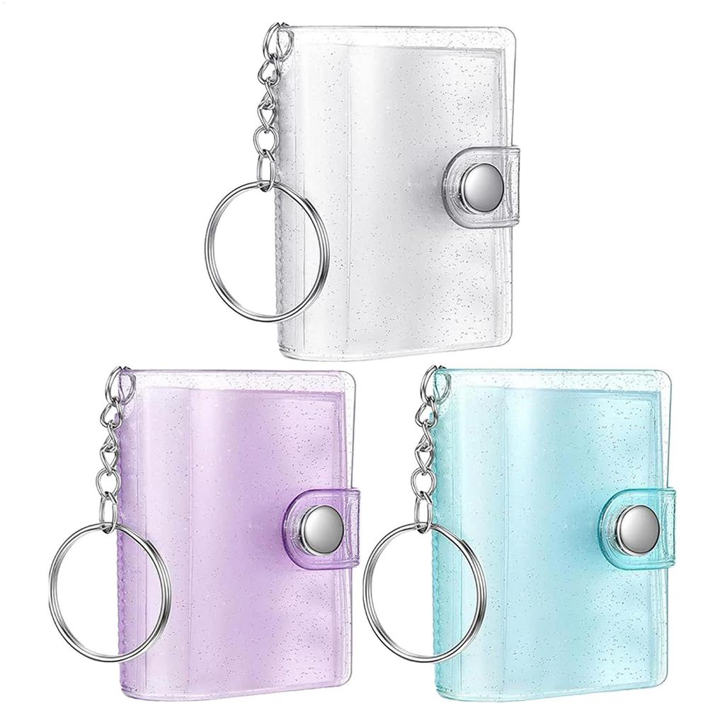 Mini fotoalbum klíčenka 24 kapes Mini fotoalbum průhledné kapesní album klíčenka DIY ručně vyráběné fotoalbum