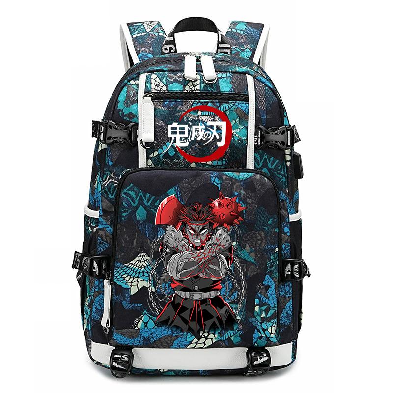 Demon Slayer Anime Print School Backpack Large Capacity Travel Bookbag for Boys Girls Kids Student