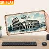 D Flat a Vintage Aluminum Wall Sign Retro Decorative Plaque Featuring The Design EDISORO To ROME Industrial Style
