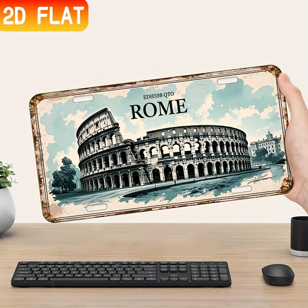 D Flat a Vintage Aluminum Wall Sign Retro Decorative Plaque Featuring The Design EDISORO To ROME Industrial Style