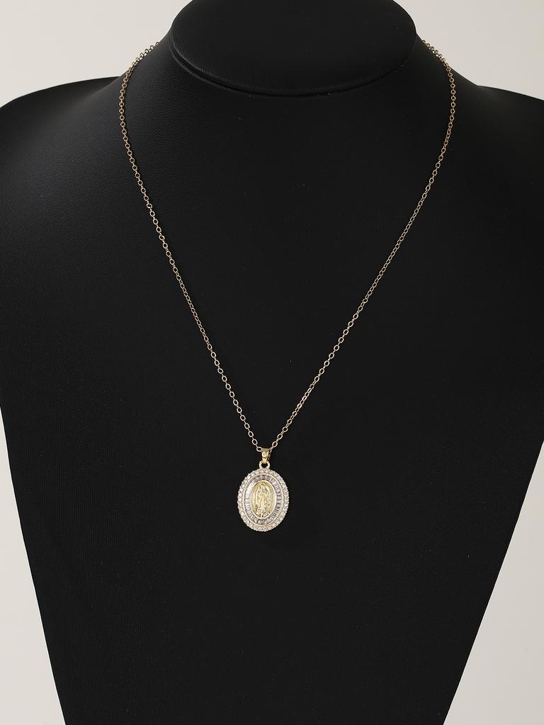 European and American Personalized Design with Micro Inlaid Zircon Santa Maria Series Necklaces In Colorful Religious Fashion