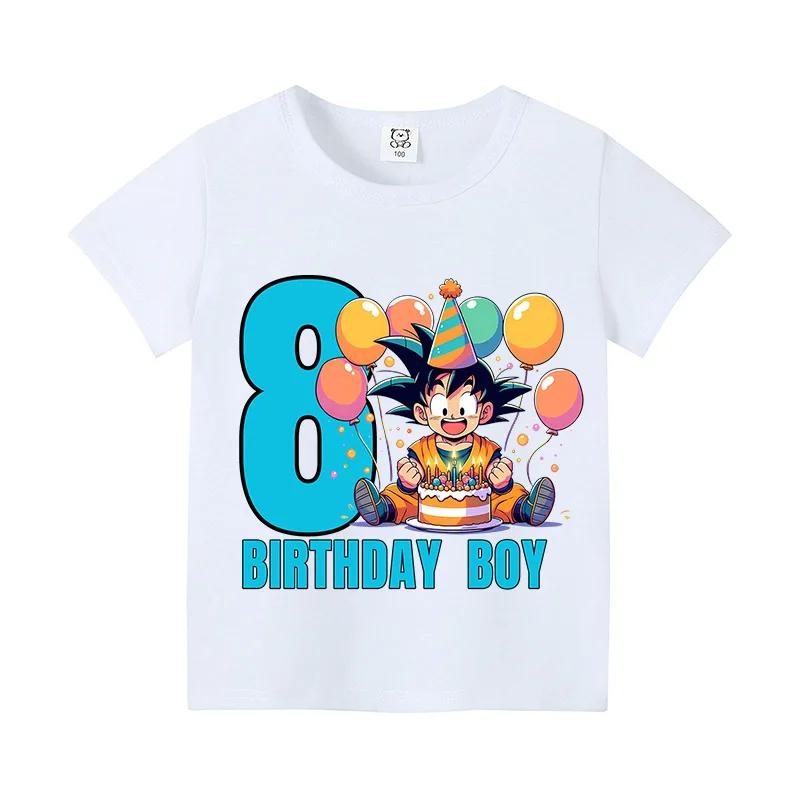 Dragon Ball Birthday Number Printed Tshirt Boys Girls Cartoon Anime Tees Short Sleeve Summer Casual Clothing Loose Tops Gifts