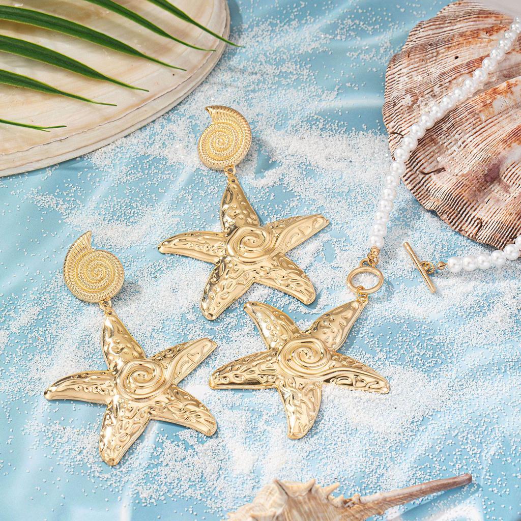 Starfish & Seashell Pearl Jewelry Set: High-End Korean Style Necklace & Earrings
