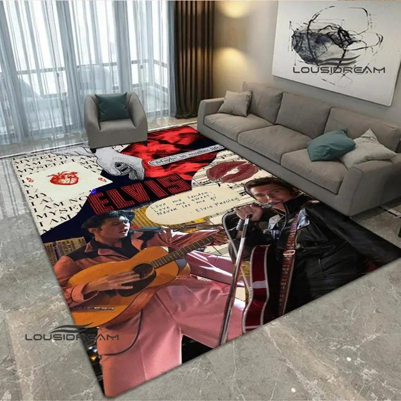 Tappeto Stampato Retro E-Elvis-Presley Tappeto per Soggiorno Camera da Letto Zerbino Antiscivolo Oggetti di Scena per Fotografia Tappeto Kawaii Regalo di Compleanno