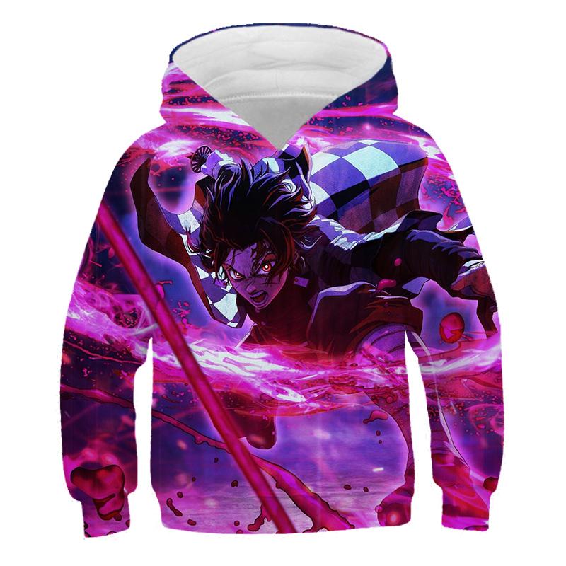 2025 Dětské 3D Mikiny Demon Slayer Módní Podzimní Chlapecká Mikina s Kapucí Manga Kimetsu No Yaiba Chlapci Dívky Svetry 4-14 Let Oblečení