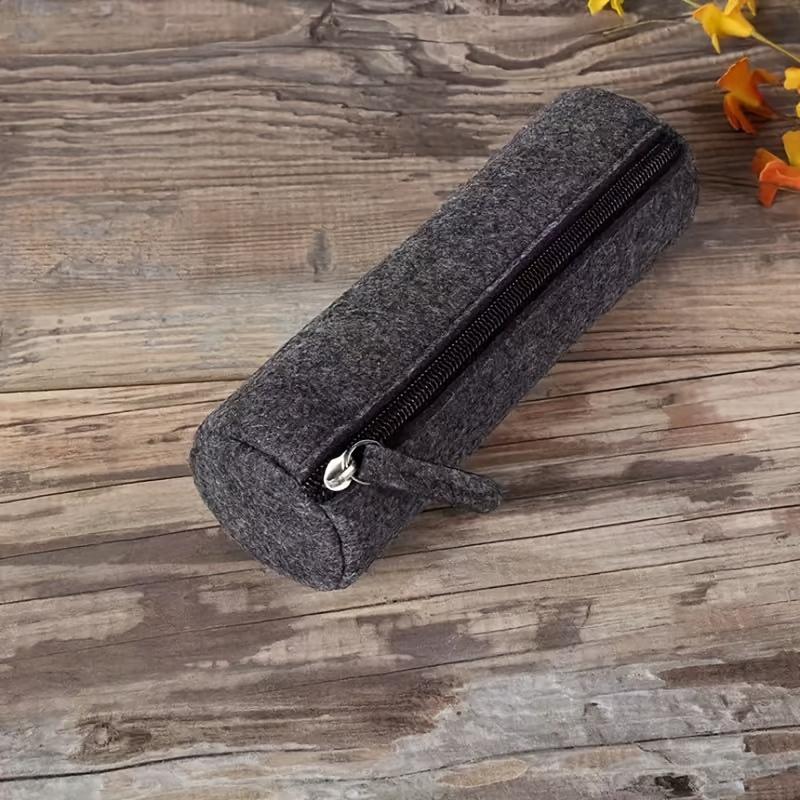 Felt Pencil Cases in Dark Gray and Light Gray, Felt Stationery Organizer, Felt Cosmetic Storage Bag, Office Supplies Organizer