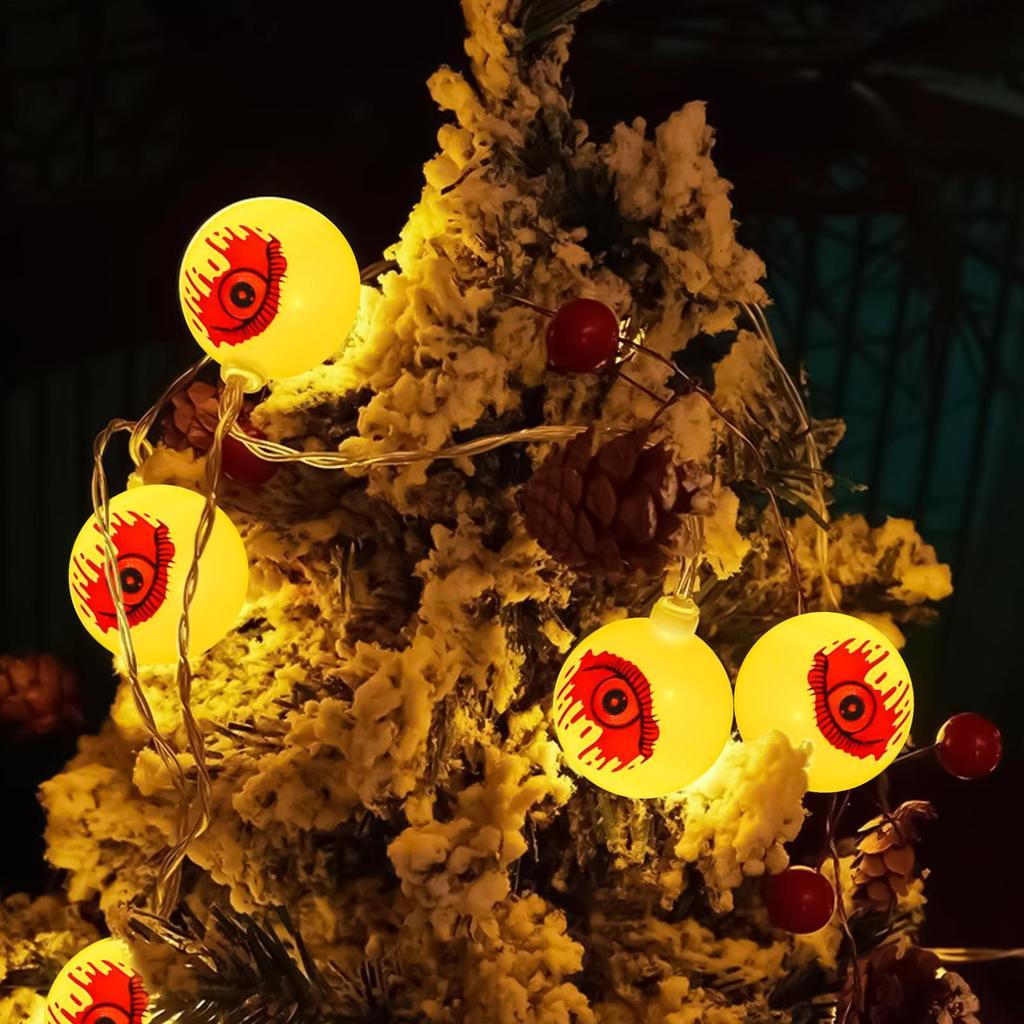 2025 Halloween Eyeball String Lights 20Pcs/set LED Battery Operated Eyeball Lights Halloween Spooky Eyeball Decorations