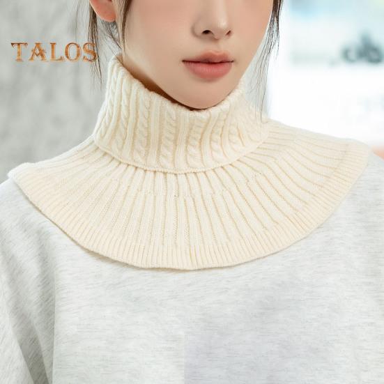 Women Fake Scarf High Collar Twist Texture Ruffle Trim Solid Color Knitting Collar Autumn Winter Thickened Warm False Collar