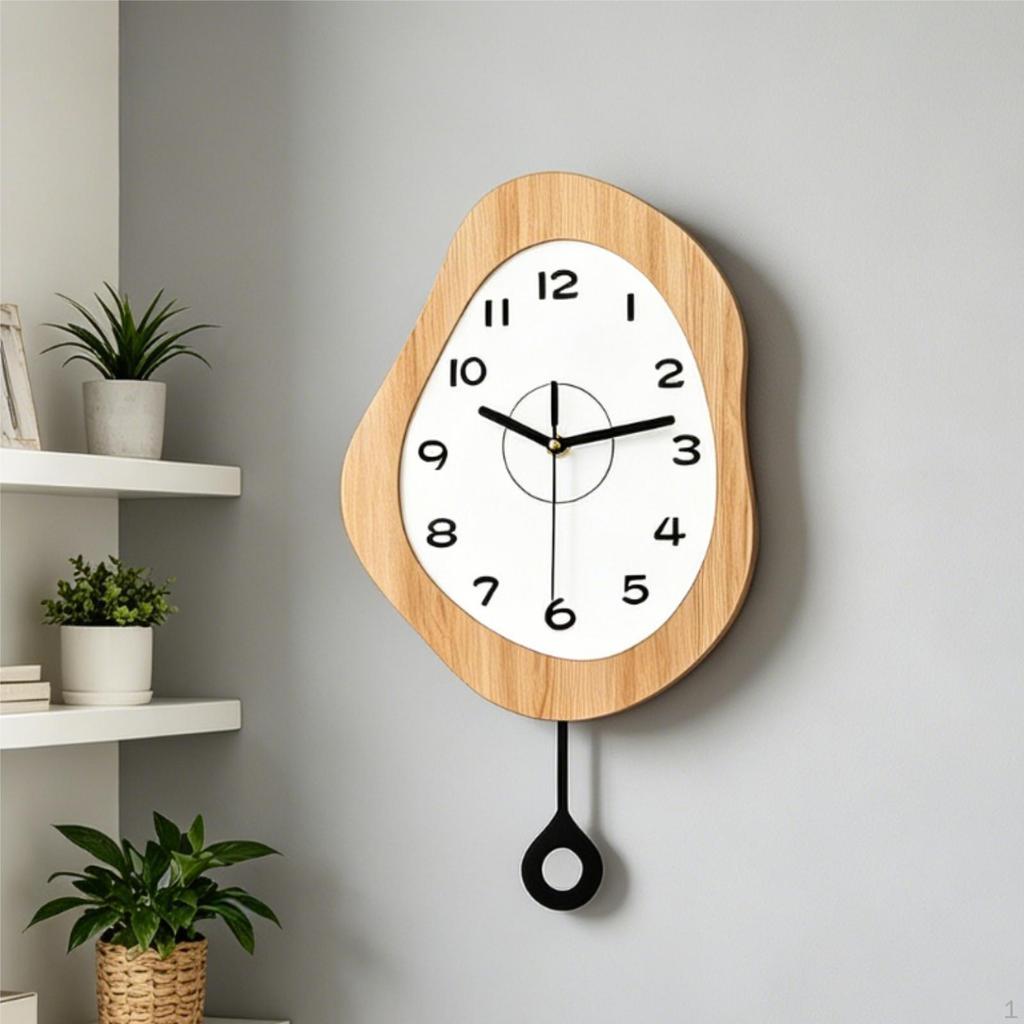 Wall Clock Hanging Easy Read Silent with Pendulum for Office Home Bedroom