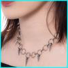 X6HE Stainless Steel Circle Rivet Necklace Gothic Fashion Clavicle Chain Jewelry