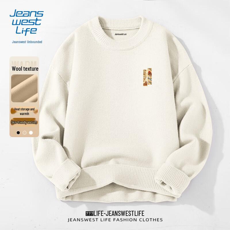 

JEANSWEST LIFE Men s Thick Warm Round Neck Knit Sweater 3XL