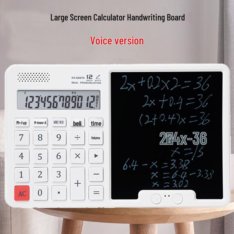 Dual Power Solar Business Calculator with Handwriting Board - Large Screen & Voice Feature