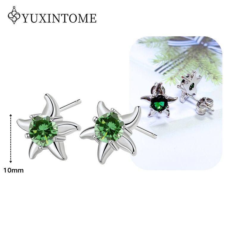 Turquoise 925 Silver Ear Needle Green Zircon vintage emerald Heart/Flower Pendant Hoop Earrings Fashion party Jewelry