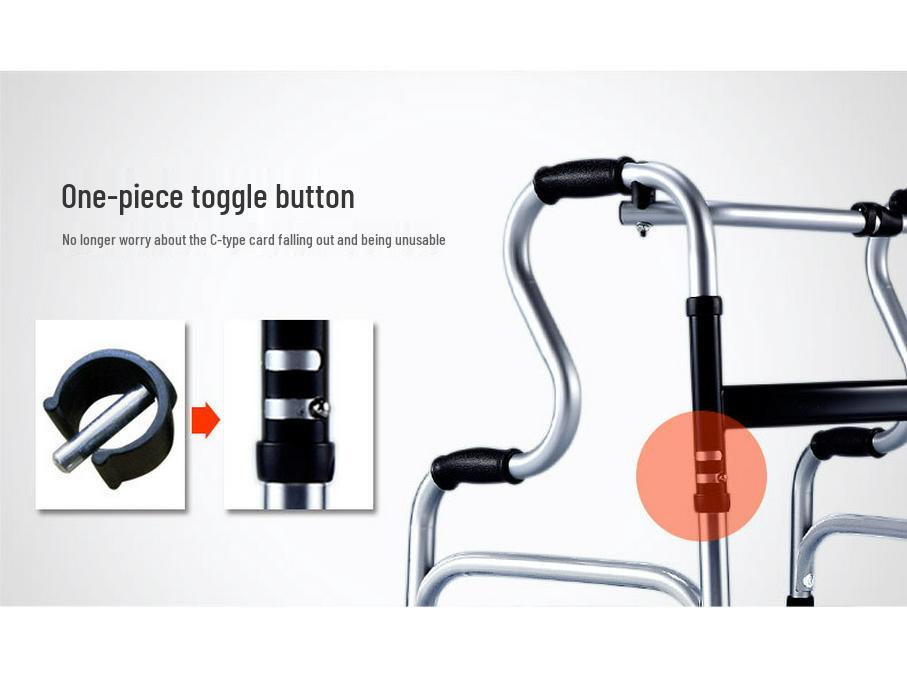 Lightweight Foldable Aluminum Walker with Wheels - Height Adjustable for Elderly