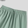 INCERUN Men's Casual Elastic Waist Wide-Leg Pants Loose Streetwear Baggy Long Trousers