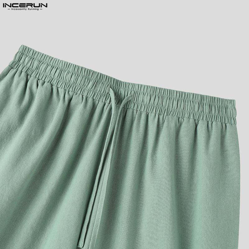 INCERUN Men's Casual Elastic Waist Wide-Leg Pants Loose Streetwear Baggy Long Trousers