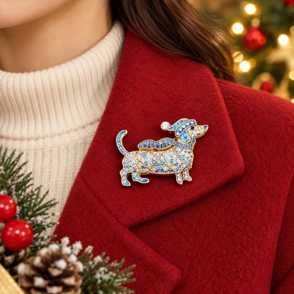Sparkly Rhinestone Lapel Pin Vintage Enamel Brooch Fashion Christmas Brooch Hat Decoration