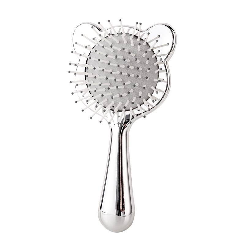 Electroplated Silver Massage Comb with Folding Mirror and Anti-Static Air Cushion – Student Girl Ins Style