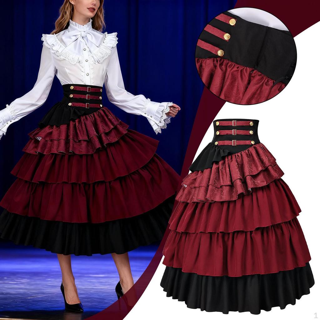 Women's Steampunk Gothic Skirt Halloween Pirate Costume for Christmas Role Play