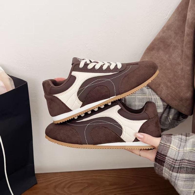 Ballet style retro contrasting color splicing flat bottom women's new versatile and comfortable casual sports shoes