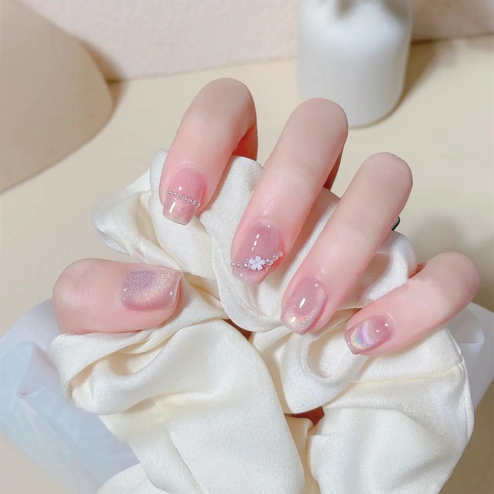 24 Stück Mandel Französische Press-On Nägel Abnehmbar Vollabdeckung Ballerina Falsche Nagelspitzen Für Damen Mädchen