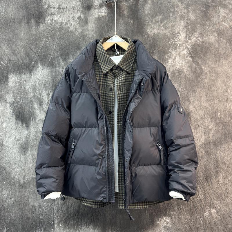 2025 Men s Thickened Down Jacket with Faux Layer and Turn-Down Collar XL чёрный