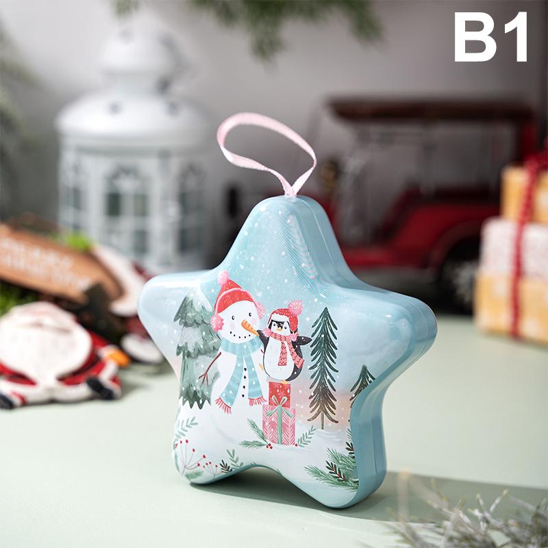 Christmas Decor Tinplate Box Storage Box With Lanyard Candy Biscuit Box Jewelry Storage Party Favors Christmas Tree Decoration