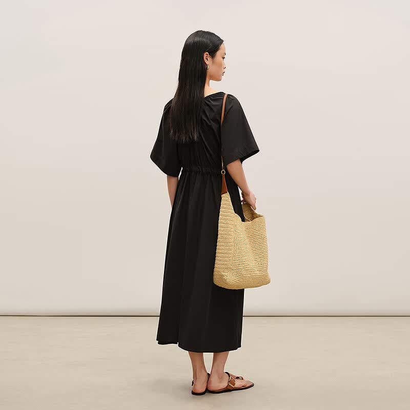 Less A-Line Loose Cotton Short Sleeve Dress