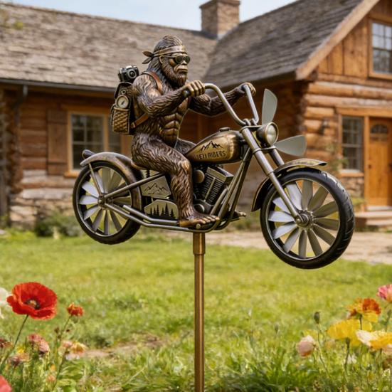 Garden Art Sasquatch Wind Spinner Wind-Powered Metal Weather Vane Kinetic Windmill Sculpture Outdoor Yard Patio Lawn Decoration