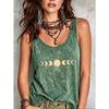 Women's Vest: Bohemian Tribal Style Geometric Moon Phase Cycle Pattern Printed Vest