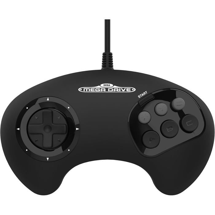 Retro-bit - Manette Filaire Noire BIG6 Sega Mega Drive & Genesis - Port D'origine