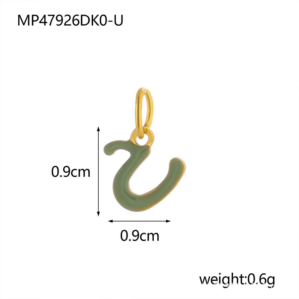 CARLIDANA Simple Gold Plated Stainless Steel Jewelry Alphabet Pendant Small Mini Colorful Oil Drop Initial Letter Necklace