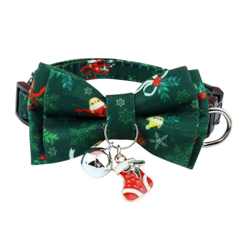 Adjustable Christmas Pet Collar with Bell and Bow for Small Dogs Cats Festive Party Costume Accessories 2026 New Year Gifts