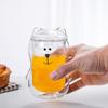 Kreative 300ML Bär Doppelwandtasse Personalisierte Kaffeetasse mit Deckel Transparente Glas Kaffeetasse Niedliche Cartoon Bernstein Bär Tassen