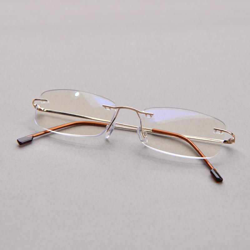 Klassische randlose Lesebrillenfassungen Ultraleichte randlose Brillen Ultraleichte Memory-Gold-Rahmenbeschichtung Gläser Unisex