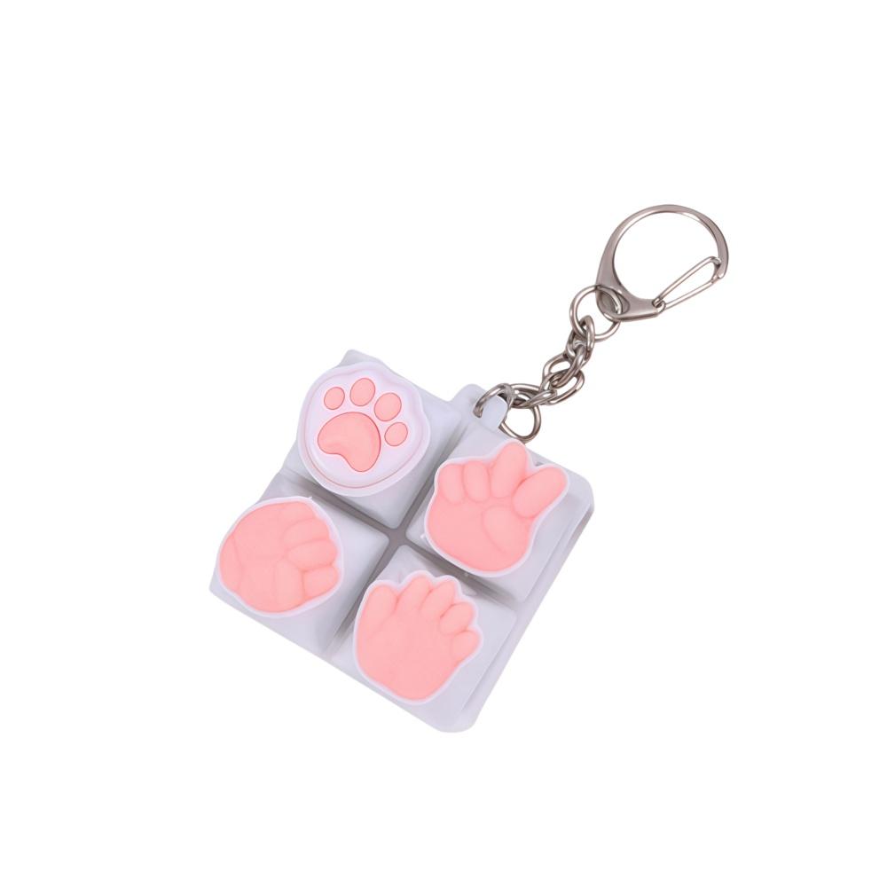 1PC Silicone Cat Paw Keychain Stress Relief Toy for Keyboard Lovers Portable Fidget Keyring Gifts Press Button Anxiety Relief