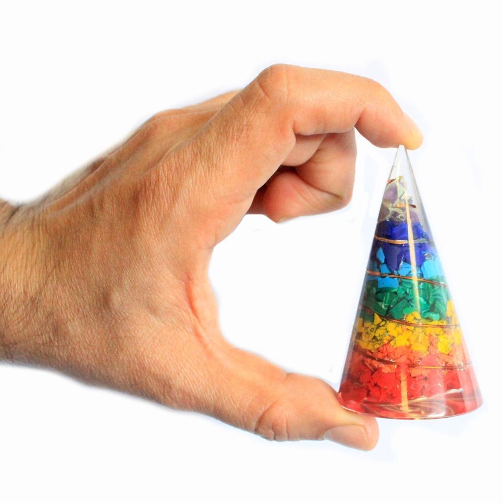 Orgonite Cone Chakra Copper Crystals Gemstones 80mm