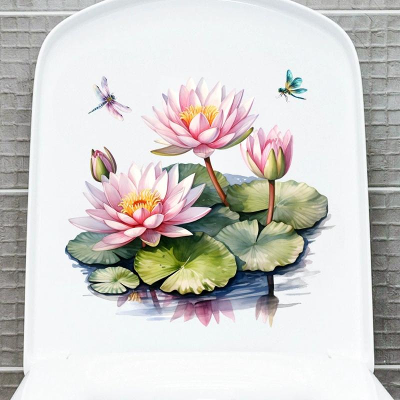 Bathroom Toilet Seat Sticker Self-Adhesive Floral Butterfly Decals Toilet Stickers For Cistern Bathroom Wc Restroom Decor