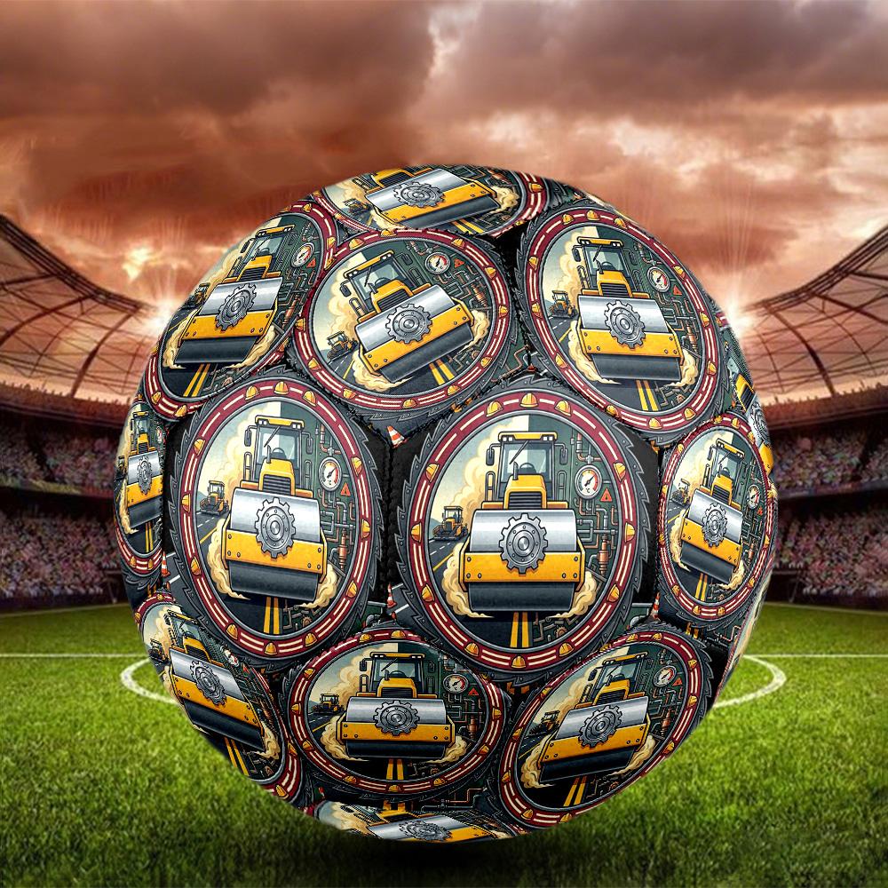 Construction Machinery Illustration Round Football Size 5 Adult Ball Suitable for Training Matches and Outdoor Team.
