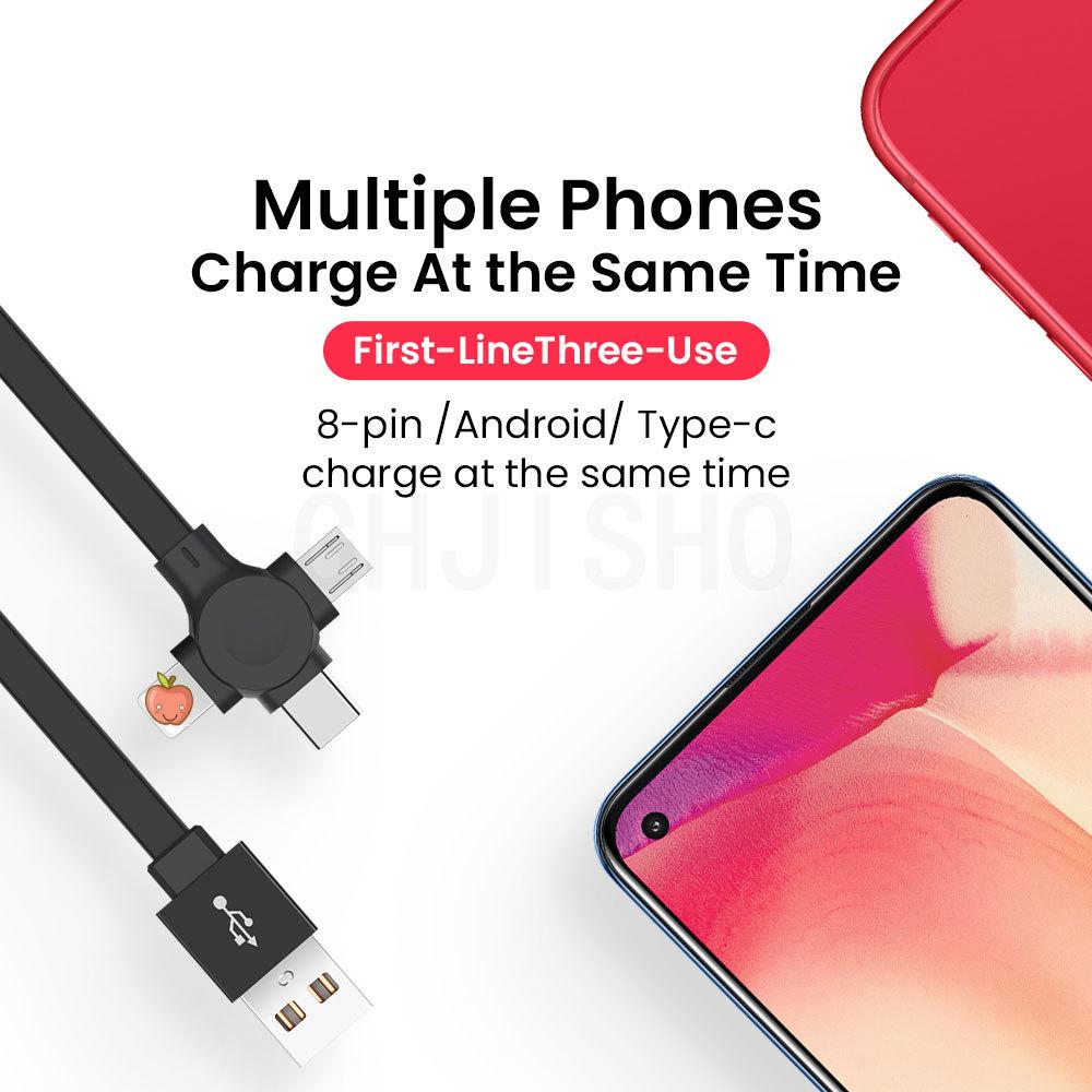 Cavo Micro USB 3 in 1 per Caricatore per iPhone Android Telefono Cellulare Cavo Veloce USB Tipo C Cavo