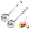 1 piece stainless steel tea filter, press type tea filter with teapot clip, tea wax filter ball for water separation